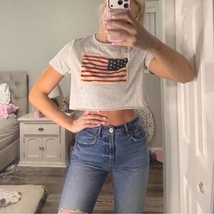 Women's Gray Flag Crop Top